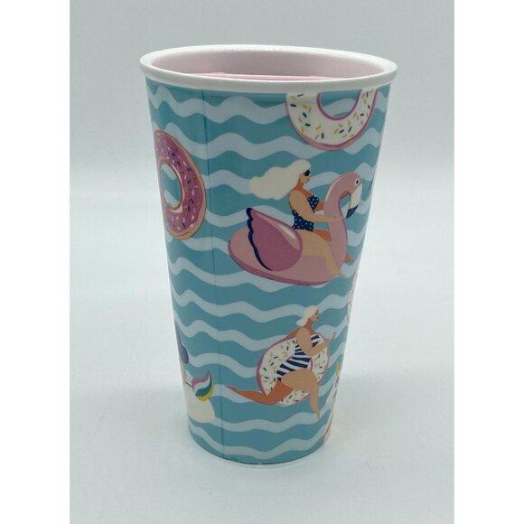 Summer Coffee Drink Tumbler Featuring Curvy Women w Pool Floats Body Positivity - Picture 2 of 7